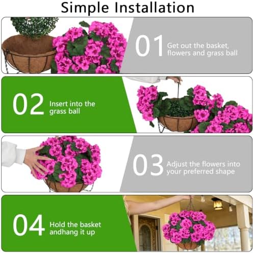 2 Set Artificial Hanging Flowers with Basket for Outdoor Decor - Image 7