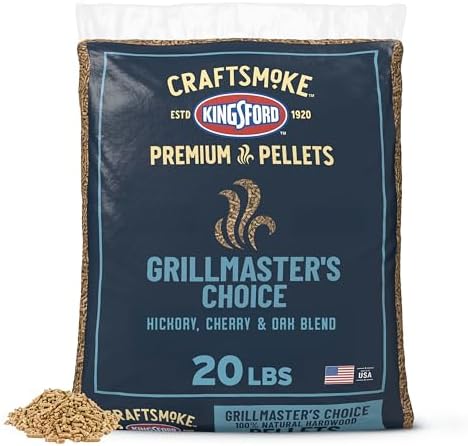 Kingsford Craftsmoke Premium Grilling Wood Pellets, Grillmasters Choice Cherry, Hickory, and Oak BBQ Pellets for Grilling, 100% Natural Hardwood, 20 pounds by Kingsford