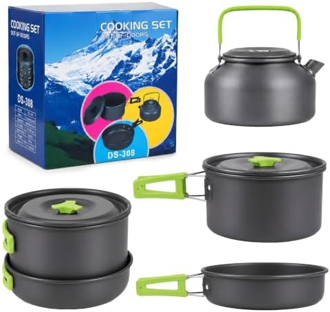 aiGear Camping Cookware with Pot Pan Kettle Cutlery Tableware 1-2 People by aiGear