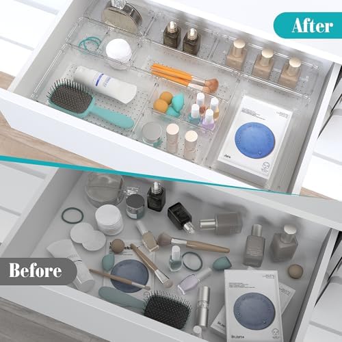 7 PCS Plastic Drawer Organizers Set, 4 Size Desk Drawer Organizer Trays - Image 4