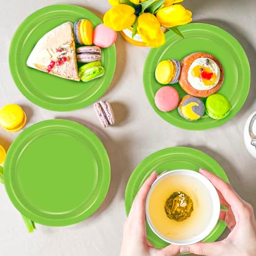 50 Pack Light Green Paper Plates 7" Round Disposable Green Tableware Set - Image 5