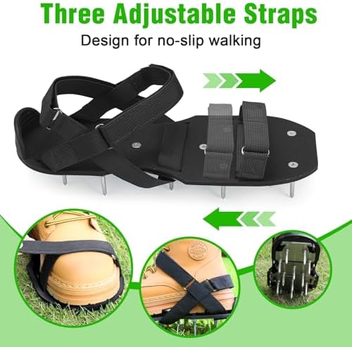 Lawn Aerator Shoes for Grass - Pre-Assembled Grass Aerator Shoes for Lawn - Soil Yard Aerator Tool for Aerating Patio Garden, Black - Image 4