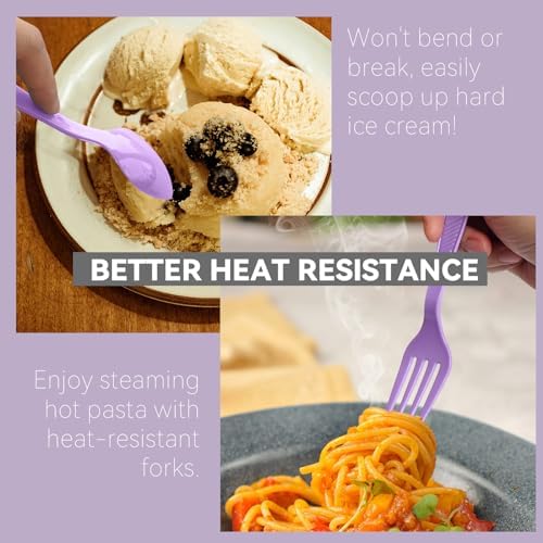 Purple Plastic Spoons Heavy Duty, Disposable Party Supplies 104 PCS - Image 3