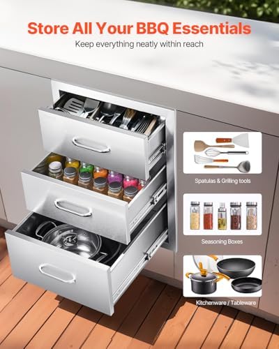 VEVOR Outdoor Kitchen Drawers 18.11"W x 23.23"H x 23.23"D Stainless Steel - Image 4