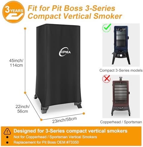 Kipiea 600D Vertical Smoker Cover for Pit Boss 2/3 Series, Waterproof Electric Grill Cover for Pit Boss 73350, PBV3A1, PBV3D1, PBV3G1 - Image 2
