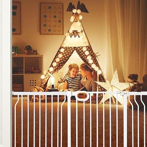 owlie 66 to 75 Inch Extra Wide Baby Gate with Door for Stairs Doorways - Image 5