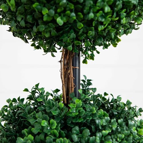 Nearly Natural 4 ft Artificial Triple Ball Boxwood Topiary Tree with Pot - Image 5