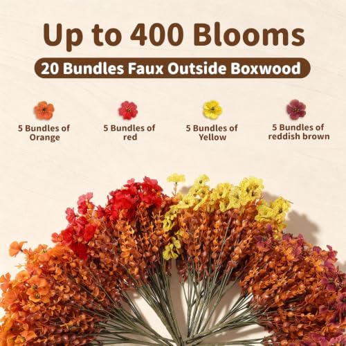 Artificial Flowers Outdoor, UV Resistant Faux Plants, Fall Decor,20 Bundles - Image 5