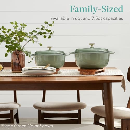 Best Choice Products 7.5 Quart Enamel Cast-Iron Round Dutch Oven, Family Style Heavy-Duty Pre-Seasoned Cookware for Home, Kitchen, Dining Room, Oven Safe w/Lid, Dual Handles - Peach Sorbet - Image 4