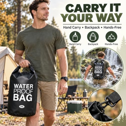 30LB Waterproof Wood Pellet Storage Containers, Charcoal Storage Bags with Buckle Seal and Dual Handles for Outdoor Grills - Image 4