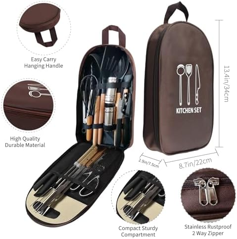Silicone Camping Cooking Set Car Camping Essentials Cooking Kitchen Set, RV Camping Cookware Must Haves Gifts Camping Cooking Essentials, Camp Cooking Set for Travel Hiking Picnic - Image 6