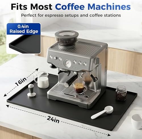 Golener Coffee Bar Mat, Silicone Coffee Mat with Raised Edges, 24"x16" - Image 6