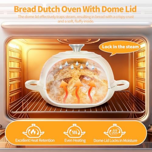 6QT Enameled Cast Iron Dutch Oven For Sourdough Bread Baking - Image 5