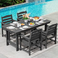 SERWALL 5 Pcs HDPE Patio Dining Set, Outdoor Dining Set for 4, Black by SERWALL