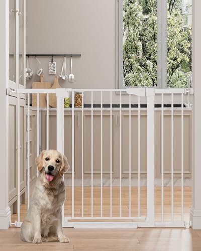 Cumbor 36 in Extra Tall Baby Gate for Stairs, 29.7-51.5 in Dog Gate White by Cumbor