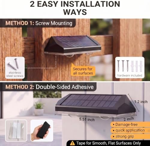 AUDLES Solar Fence Lights Outdoor Waterproof LED, 8 Modes Warm & RGB 6 Color Changing Solar Powered Flood Wall Lights, Solar Light for Step, Pathway, Garden, Deck, Stairs Decor- 12 Pack - Image 4
