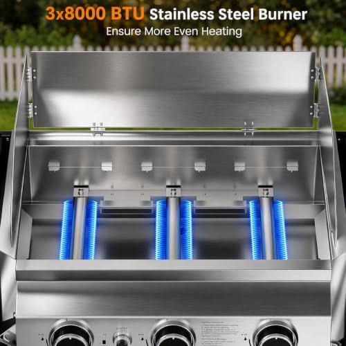 Electactic 3-Burner Propane Gas Grill & Griddle Combo,Flat Top Griddle - Image 5