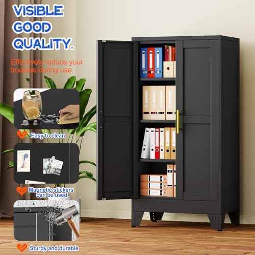 GAIOUS 47.2'' Tall Metal Garage Storage Cabinet,File Cabinet with Door and Adjustable Shelves, Outdoor Steel Tool Cabinet for Home,Office,Warehouse,Garage,Balck - Image 4