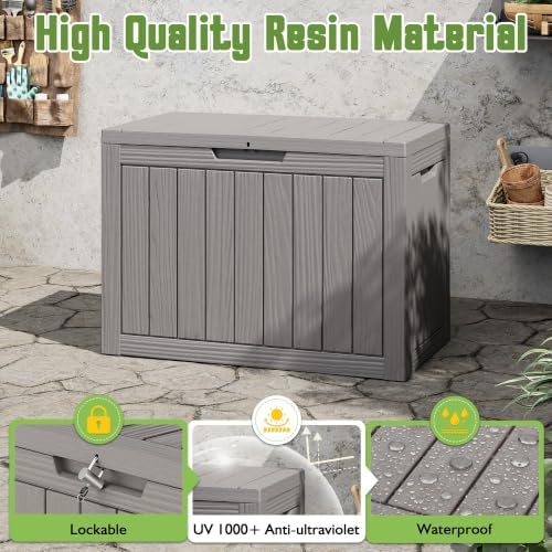 Outdoor Storage Waterproof Deck Box for Patio (50 Gallon, Grey) - Image 5