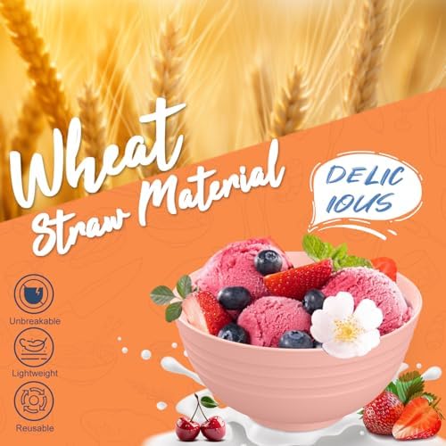 Wheat Straw Dinnerware Sets 20 PCS Service for 4, Unbreakable Kitchen Plates and Bowls Sets, Microwave Dishwasher Safe Dish Set, Outdoor Camping, RV, Apartment Essentials - Colorful - Image 3