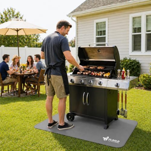 FLASLD Heavy-Duty Multi-Purpose Fireproof 24 X 42 inches Floor Mat for Indoor or Outdoor Use, Grill Pad for Fireplace, Kitchen Stove, CookTop and Hearth, Premium Deck and Patio Grill Mat, Gray - Image 2