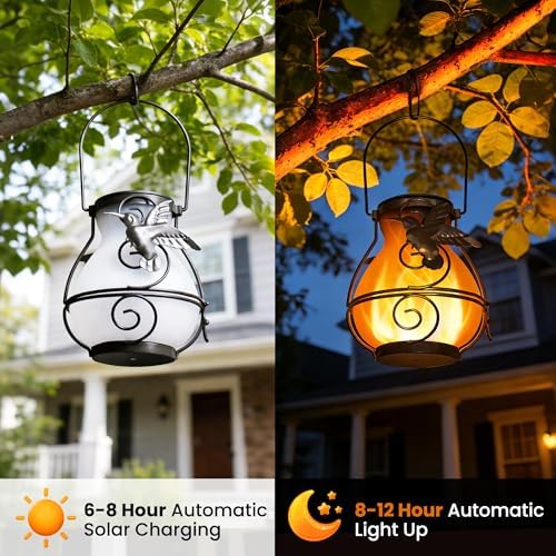 Solar Lanterns Outdoor Waterproof Hummingbird Hanging Solar Lantern - Image 4
