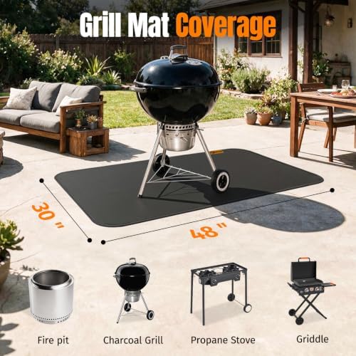 48×30 Inches Under Grill Mats for Outdoor Grill Patio & Deck Protector BBQ - Image 2