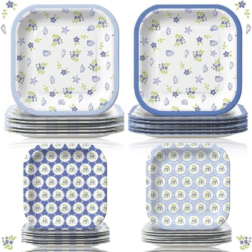 Pickmesh 100 Pcs Blue Coastal Paper Plates Bachelorette Party Tableware by Pickmesh