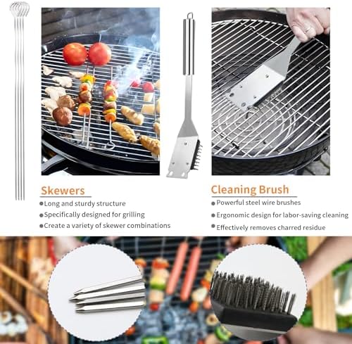 11Pcs Stainless Steel BBQ Grilling Accessories Set, Dad Gifts for Men Christmas Grilling Gifts,Portable Practical Grill Tools Utensils Kit with Storage Bag for Outdoor Grill Camping Backyard - Image 5