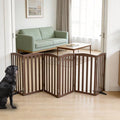 Freestanding Dog Gate Indoor,Doggie Gate Foldable Pet Gates for Doorways,Stairs or Hallways, Wooden Brown Pet Gate for the House, Pet Fence with Support Feet Included,32 "Height-6 Panels by SFJC