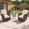 Aoxun 3 Piece Outdoor Patio Furniture Set with Side Table, Outdoor Patio Furniture Sets with High Back Swivel Rocker Chairs, Outdoor Sofa Set with Ottoman for Backyard & Garden, Beige by Aoxun