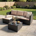 Patio Furniture Set - All-Weather -5 Piece Outdoor Patio Conversation Couch Sets, Modular Wicker Rattan Sectional Sofa for Garden, Patio, Poolside, Backyard, Balcony, Porch,Khaki by Unknown