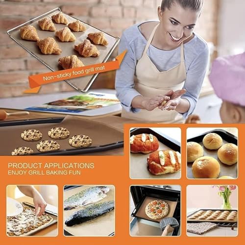 Copper Grill Mats for Outdoor Grill（Set of 6), Nonstick & Easy to Clean BBQ Grilling Sheets, Reusable & Heavy Duty Mats Works on Outdoor Gas, Electric, Charcoal Grill - Image 3
