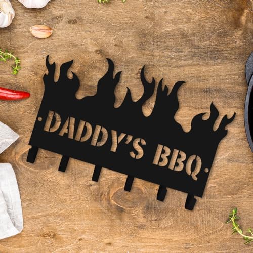 Generic Personalized BBQ Cooking Utensils Wall Hooks Rack for Dad Custom Grilling Tool Organizer Barbecue Tool Metal Storage Holders Grill Cutlery Hanger Father's Day Utensils Hanging Hooks (Style 2) - Image 5