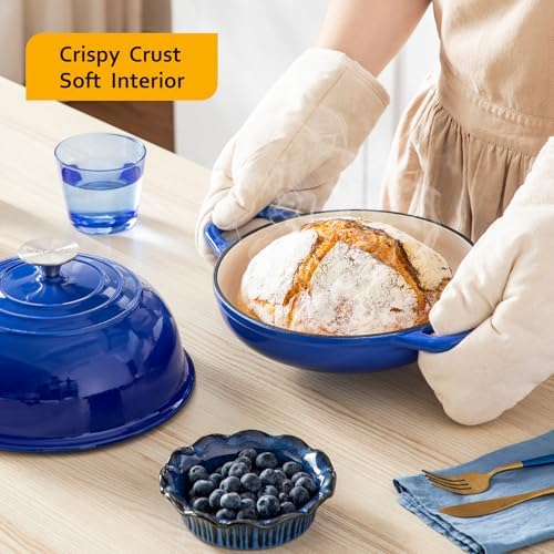 Velaze 5 QT Enameled Cast Iron Dutch Oven for Bread Baking with Dome Lid - Image 2