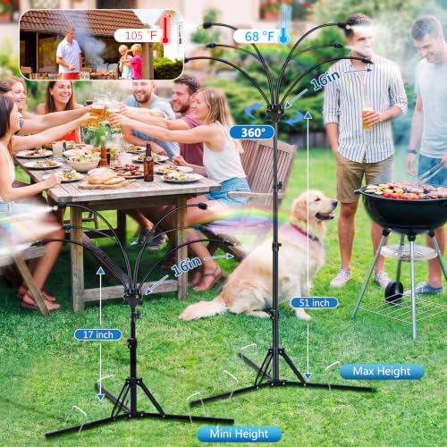 6-Nozzle Adjustable Standing Misters for Outside Patio - Stand Misting System for Cooling Outdoor Areas, Easy to Install & Maintain, Custom Coverage, Durable for Backyard Use. - Image 4