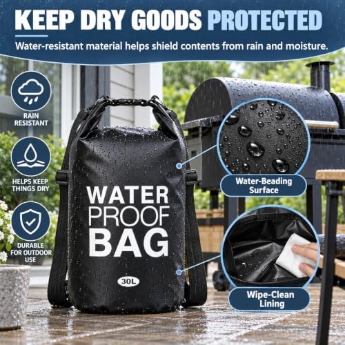 30LB Waterproof Wood Pellet Storage Containers, Charcoal Storage Bags with Buckle Seal and Dual Handles for Outdoor Grills - Image 5