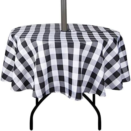 EHouseHome Outdoor and Indoor 70inch Round Tablecloth with Umbrella Hole and Zipper, Waterproof Zippered Patio Table Cloths, Spring/Summer Table Covers for Backyard Circular Table/BBQs/Picnic by EHouseHome