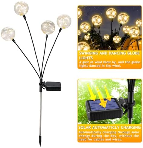 vignuto Solar Lights Outdoor Waterproof, 4 Packs, Solar Globe Lights, Garden Decor, Patio Decor, Unique Gifts for Women, Gifts for Grandma - Image 2