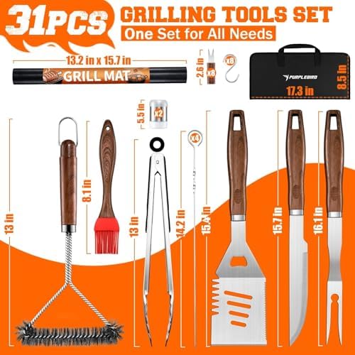 PURPLEBIRD 31PCS Grill Set for Outdoor Grill - Grilling Gift for Men & Dad - Image 6
