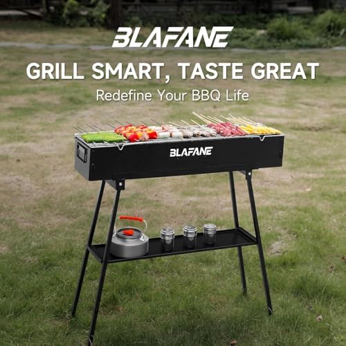 Charcoal Grill, Portable BBQ Grill with Removable Stand & Shelf - Image 4