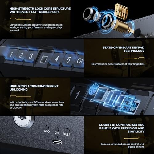 ONNAIS Iron PRO Biometric Fingerprint Gun Safe for Handgun with Keypad Lock - Image 4