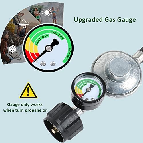 ATKKE 3ft Propane Hose Regulator with Gauge, Universal Gas Grill Regulator and Hose for Weber, Charbroil, Nexgrill, Cuisinart Grill, Patio Heater and Fire Pit, Low Pressure 3/8 Female Flare Nut - Image 3