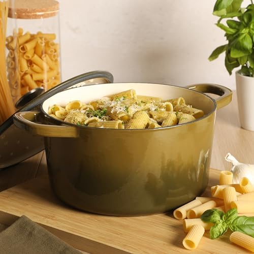 Crock-Pot Artisan 5-Quart Enameled Cast Iron Dutch Oven Pot with Lid, Round, Gradient Sage Green, Oven Safe Cookware - Image 2