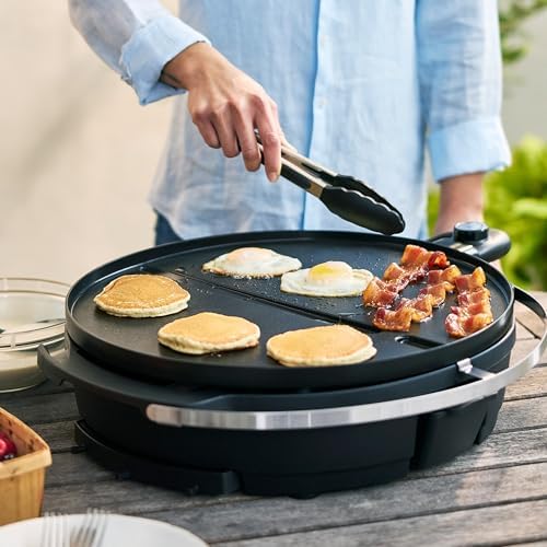 GreenPan 2-in-1 Portable Indoor & Outdoor Standing Electric Grill & Griddle, Cinnamon - Image 3