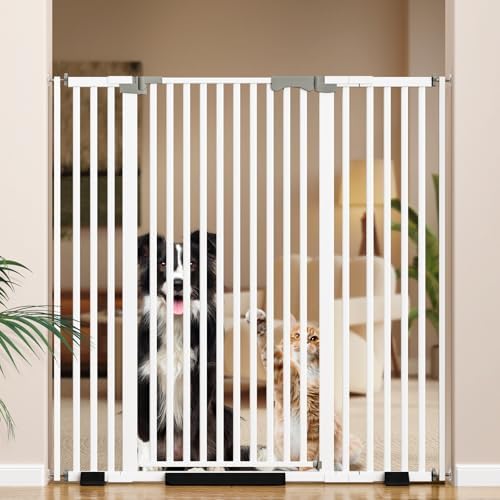 51" Extra Tall Cat Gate for Doorway, 30-49" Wide Auto Close Pet Gate with Extension Kits, No Drilling Pressure Mounted Dog Gate for Stairs, Doorways, Kitchen, Hallway by HomePage