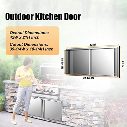 42" W x 21" H Outdoor Kitchen Doors Stainless Steel BBQ Access Door,Flush Mount Kitchen Door for Outdoor Kitchen and BBQ Island - Image 2