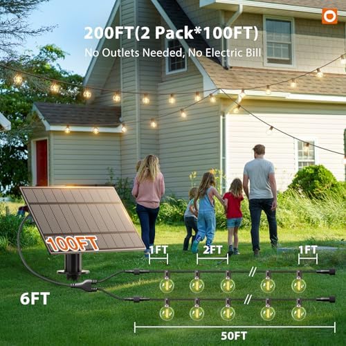 addlon 200FT(2 Pack*100FT) Solar String Lights Outdoor Waterproof Remote - Image 5