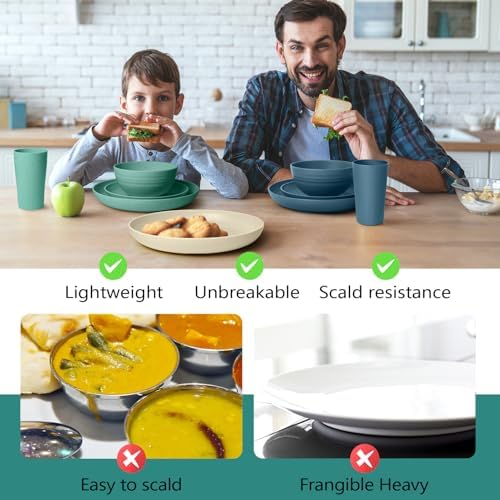 Teivio 32-Piece Plates and Bowls Sets for 8,Colorful Kitche Dinnerware Sets - Image 4