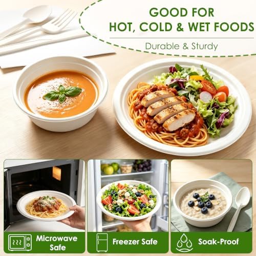 300PCS Disposable Paper Plates and Bowls Set with Long Utensils - Image 5
